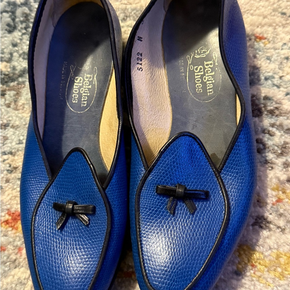 Blue Leather Travellete  Loafers Belgian Shoes